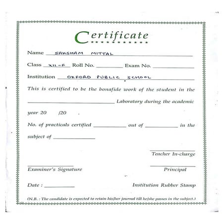 Chemistry Practical File