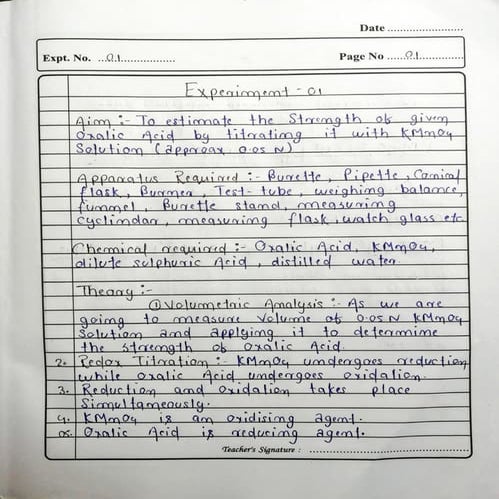 Bsc 1st Year Chemistry Practical File