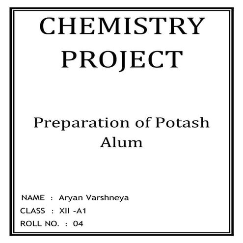 The Preparation Of Potash Alum