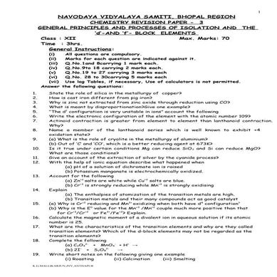 Chemistry slot test 3