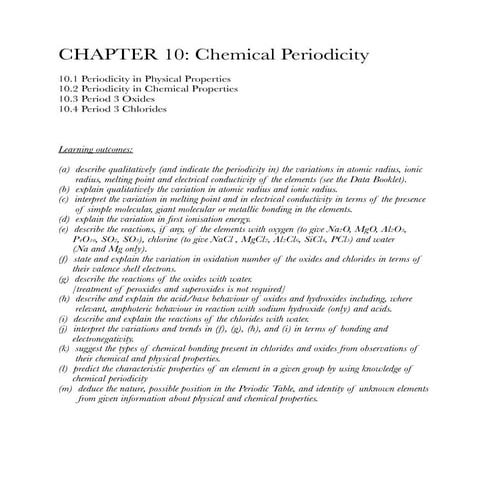 Chemistry zimsec chapter 10 chemical periodicity