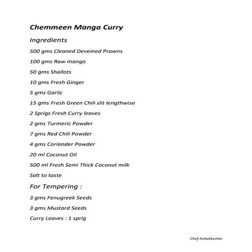 Chemmeen manga curry