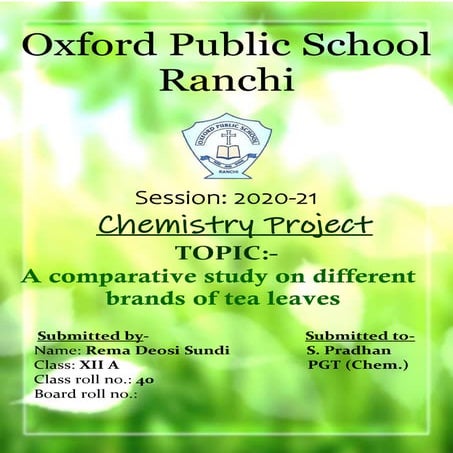 Chemistry Project for class 12 on a comparative study on different brands of ...