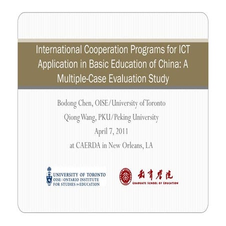 International Cooperation Programs for ICT Application in Basic Education of ...