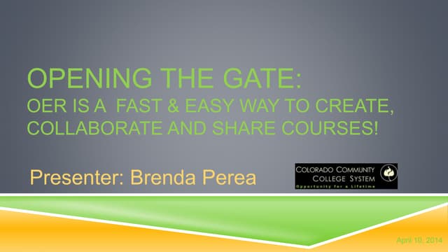 CHEO--OER -a fast and easy way to build and share courses