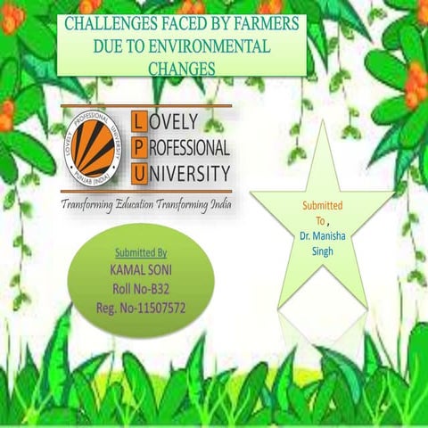 CHALLENGES FACED BY FARMERS DUE TO ENVIRONMENTAL CHANGES