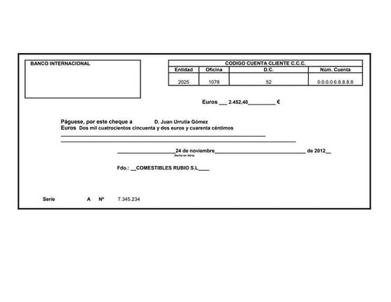 Tema 9, cheque | PPT