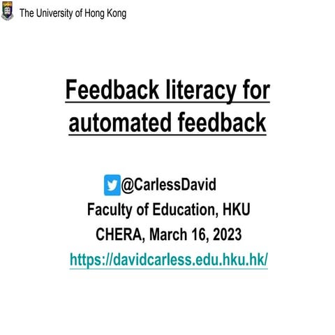 Feedback literacy for automated feedback