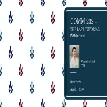 Tutorial 8: Interviews