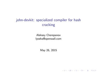 Specialized Compiler for Hash Cracking