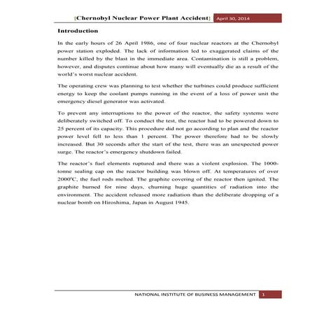 Chernobyl nuclear power plant accident(1)