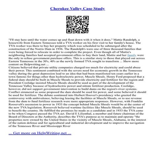 Cherokee Valley Case Study