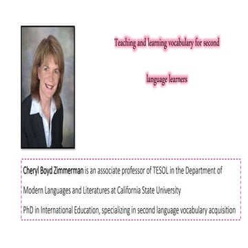 Teaching and learning vocabulary for second language learners