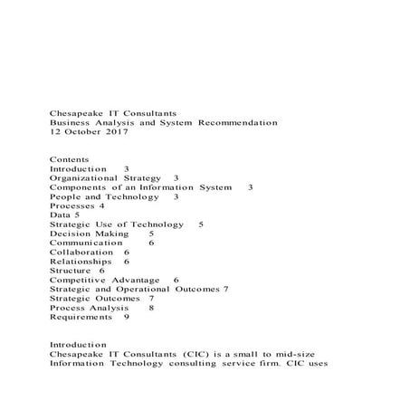 Chesapeake IT ConsultantsBusiness Analysis and Syste
