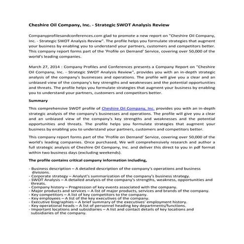 Cheshire oil company, inc.