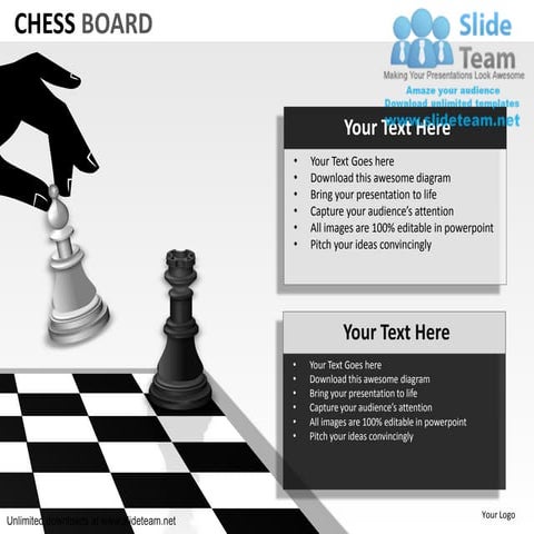 Chess board with pieces power point slides and ppt diagram templates