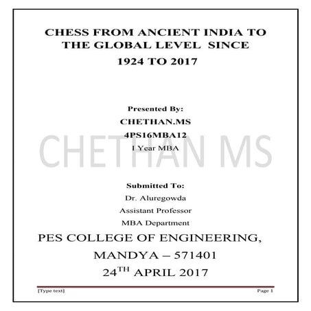Chess from ancient india to global level