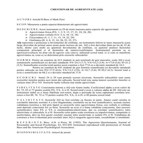 Chestionar de-agresivitate
