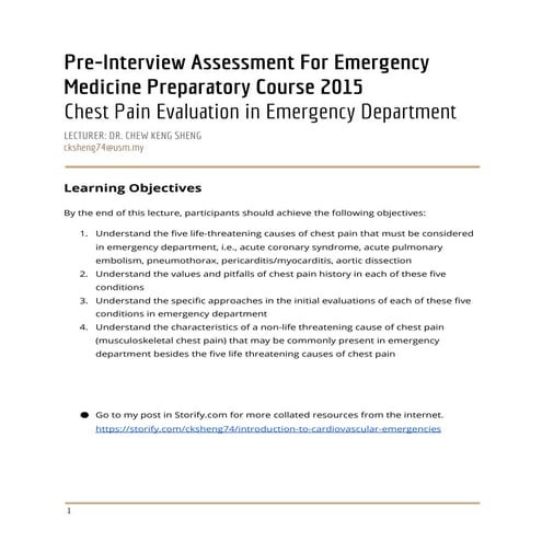 Chest Pain Evaluation In Emergency Department
