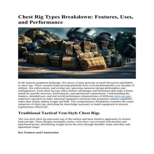 Chest Rig Types Breakdown: Features, Uses, and Performance | PDF