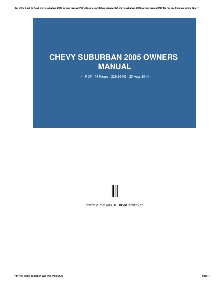 Chevy suburban 2005 owners manual