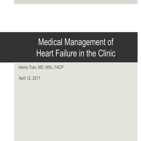 Medical Management of Heart Failure in the Clinic
