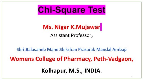 Chi-Square Test Non Parametric Test Categorical Variable