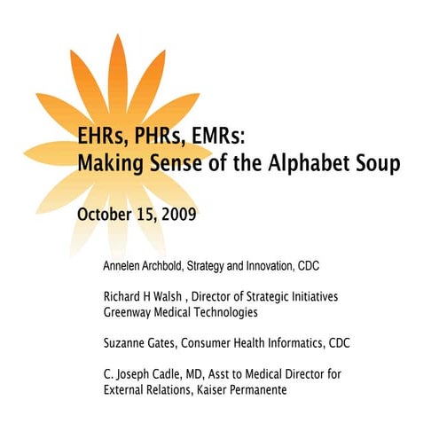 EHRs, PHRs, EMRs: Making Sense of the Alphabet Soup