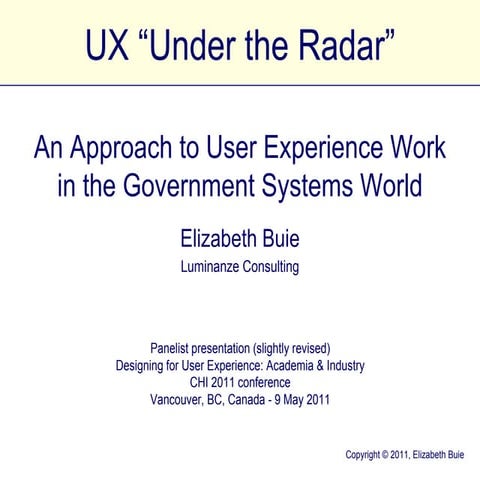 UX "Under the Radar"
