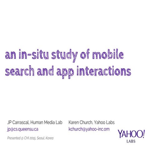 An In-Situ Study of Mobile Search & Mobile App Interactions