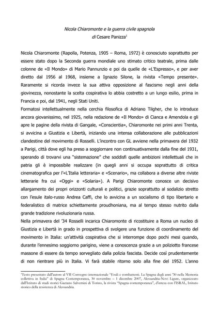 Nicola Chiaromonte e la guerra civile spagnola