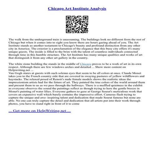 Chicago Art Institute Analysis | PDF