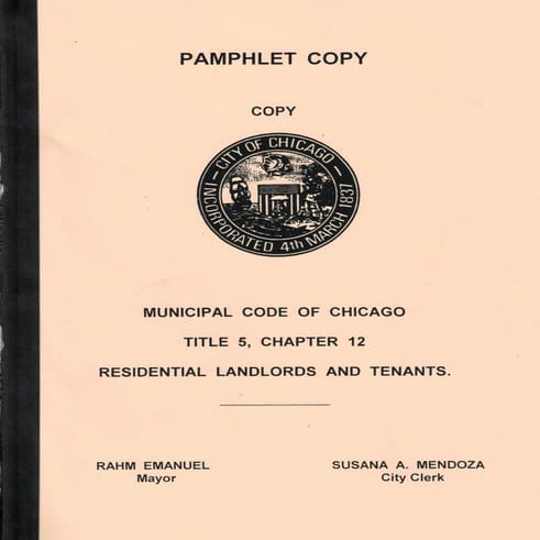 Chicago Residential Landlord and Tenant Ordinance Official | PDF
