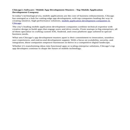 Chicago's App Development Masters - Top Mobile Application Development ...