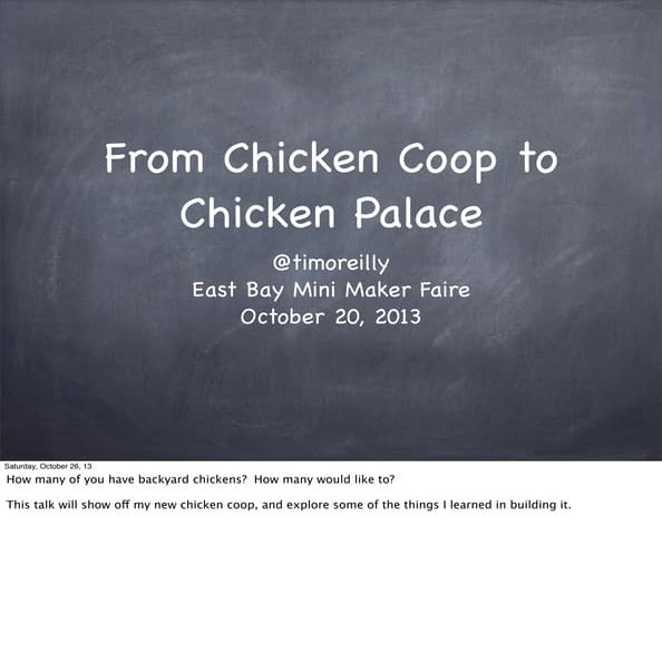 From chicken coop to chicken palace (pdf with notes)