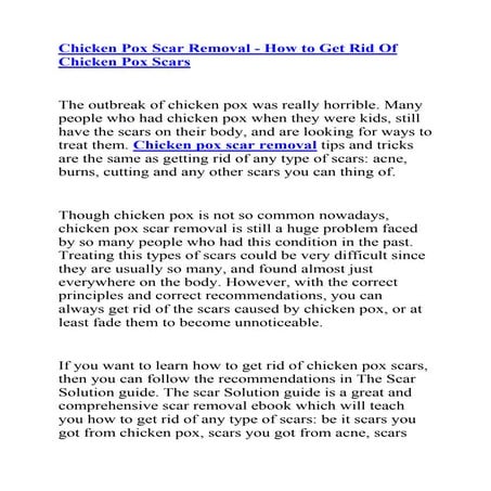 Chicken pox scar removal how to get rid of chicken pox scars