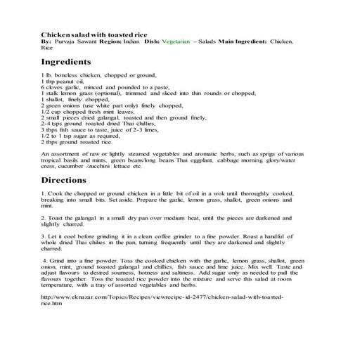 Chicken salad with toasted rice