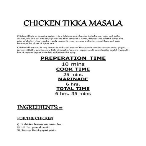 Chicken tikka masala