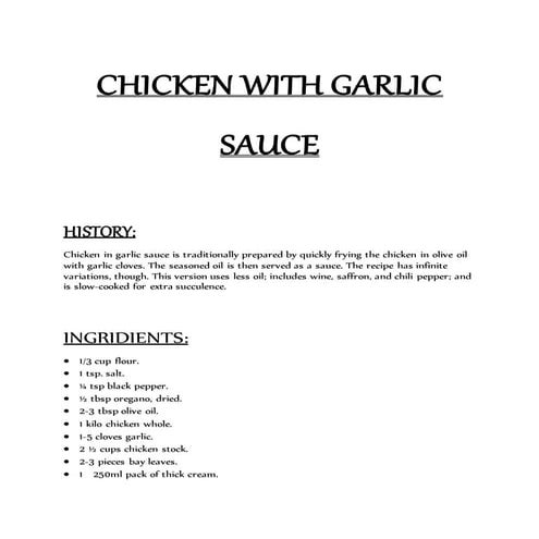 Chicken with garlic sauce