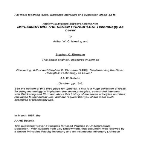 Chickering & gamson   7 principles of technology