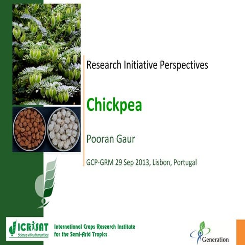 GRM 2013: Chickpea product catalogue and project status -- Projects ongoing, ...