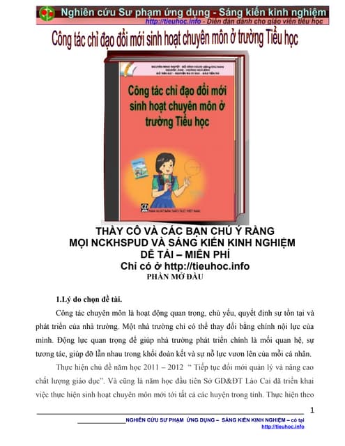 Công tác chỉ đạo đổi mới sinh hoạt ...