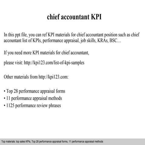 Chief accountant kpi