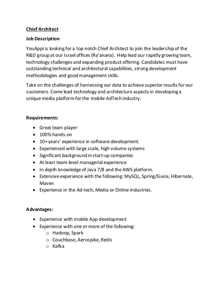 YouAppi Chief Architect Job Notice