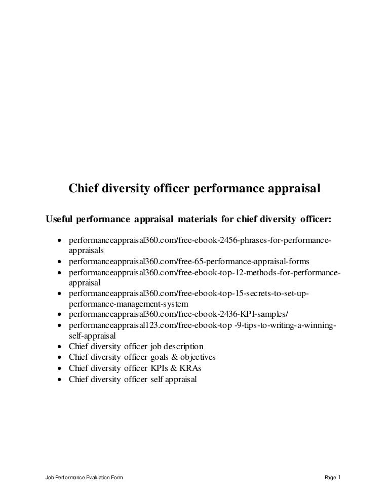Chief Diversity Officer Performance Appraisal