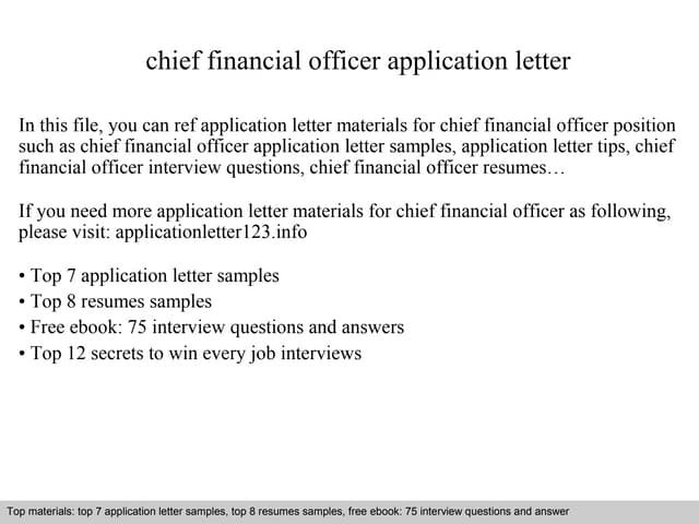 Chief financial officer cover letter