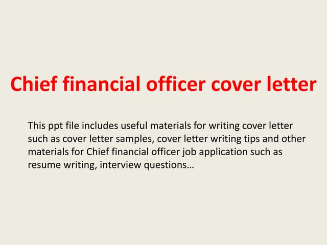 cfo cover letter chief financial officer cover letter