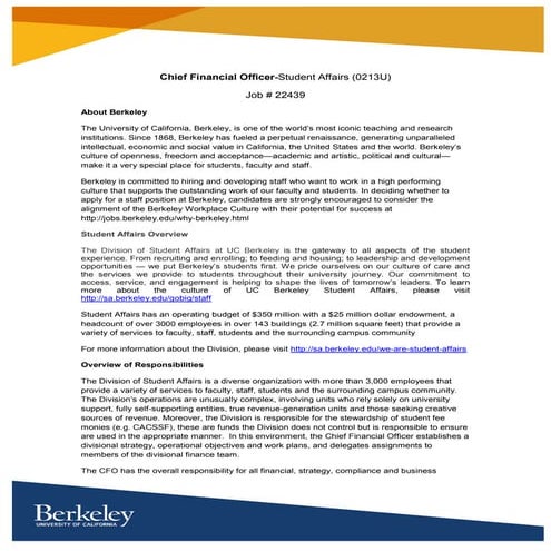 Position Announcement-Chief Financial Officer