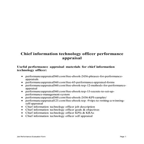 Chief information technology officer performance appraisal
