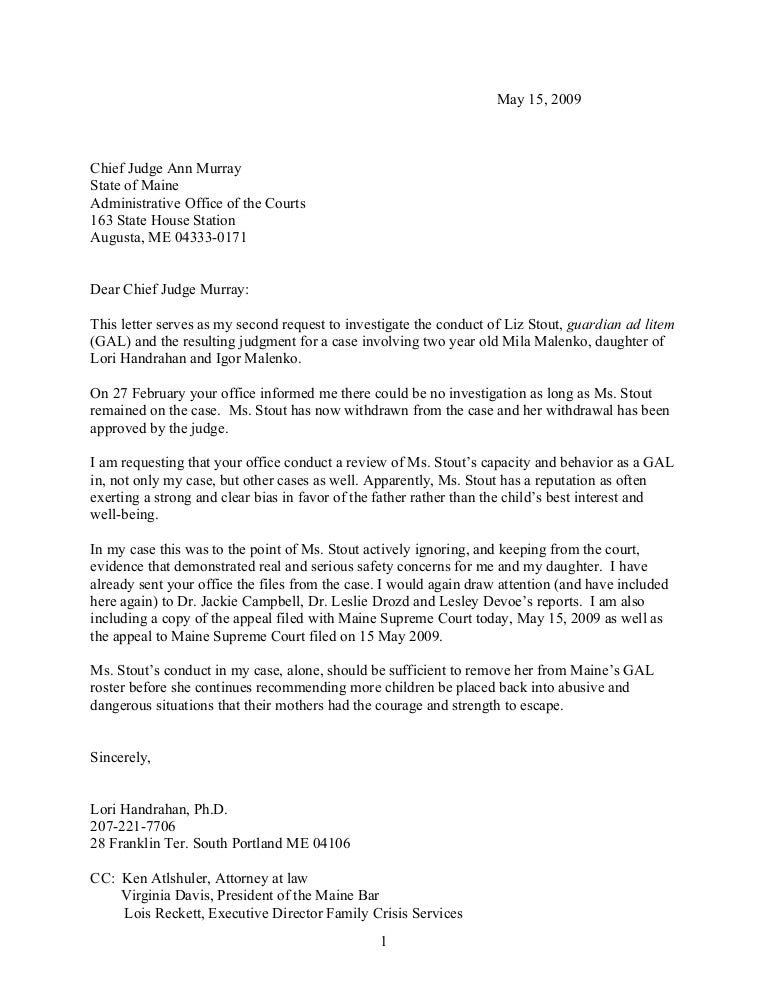 chief judge letter 1 second request letter to the judge format